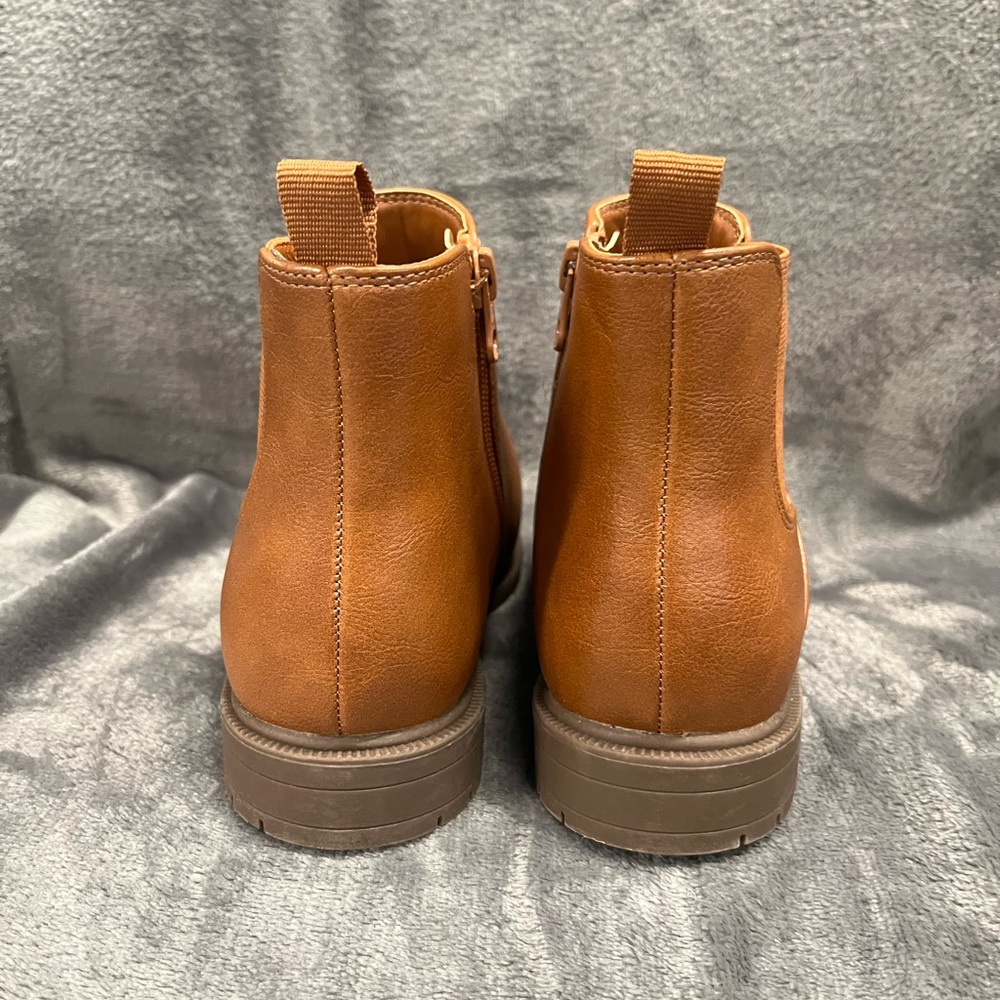 Cat & Jack kids ankle boots/ booties Side Zipper, stretchy panel. Tan Sz 3. NWOT - Picture 4 of 9